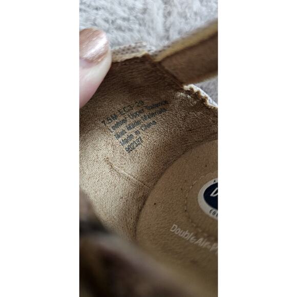 Dr Scholls Leather Woven Sandals Huaraches Loafers Gold Metallic 7.5 Adjustable - Picture 4 of 4